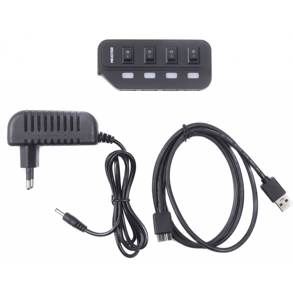 Концентратор Maxxter 4 x USB 2.0 Type-A 1m cable + 5V1A adapter (HU2A-4P-AC-02) - зображення 4