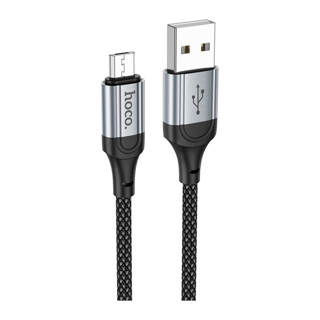 Дата кабель USB 2.0 AM to Micro 5P 1.0m 2.4A nylon X102 black HOCO (6942007608763) - зображення 2