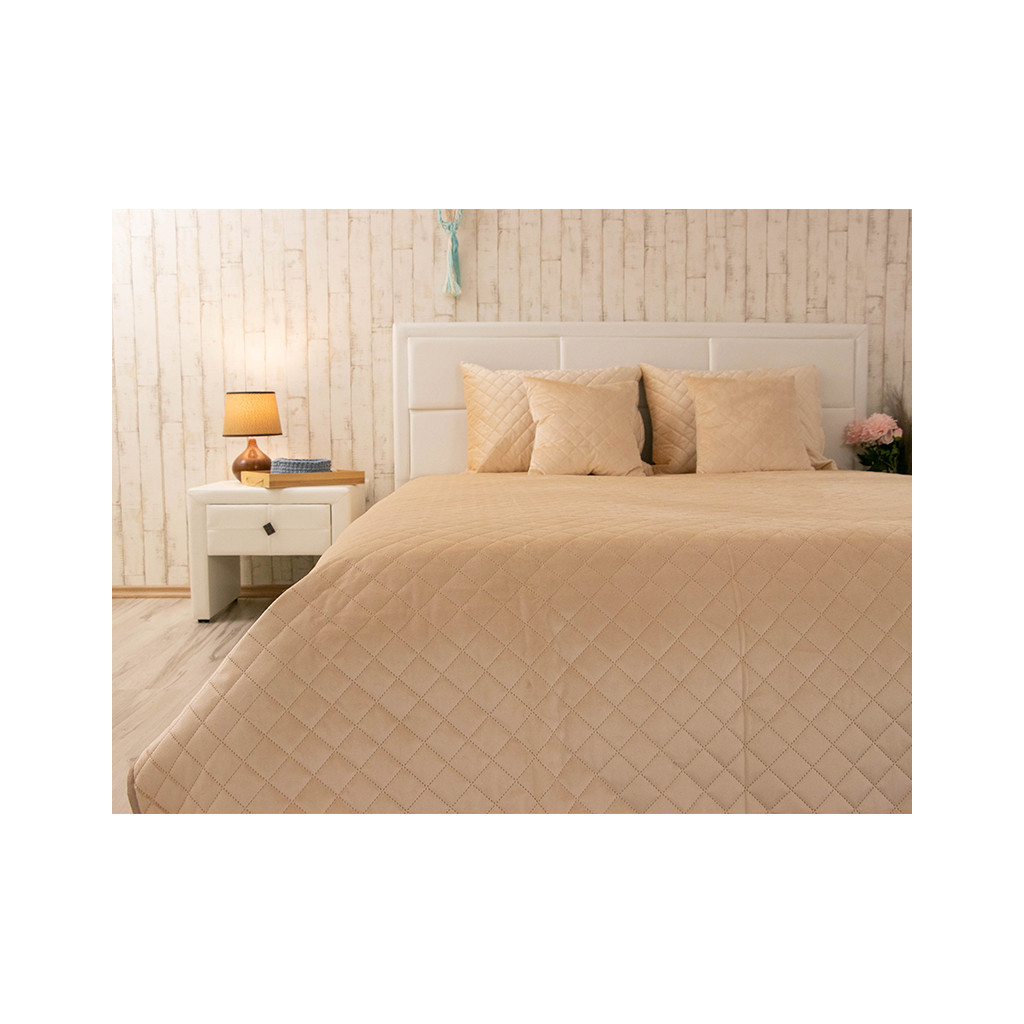 Покривало Руно двостороннє декоративне Velour Beige ромб 220х240 см (330.55_Beige ромб) - зображення 4