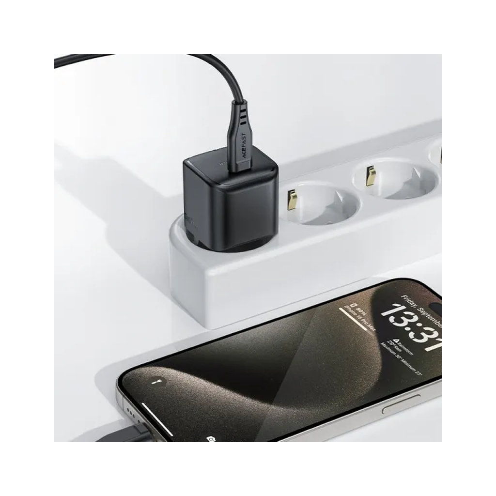 Зарядний пристрій Acefast USB-C 30W Gan A77 mini Fast Charger Black (6974316282662) - зображення 6