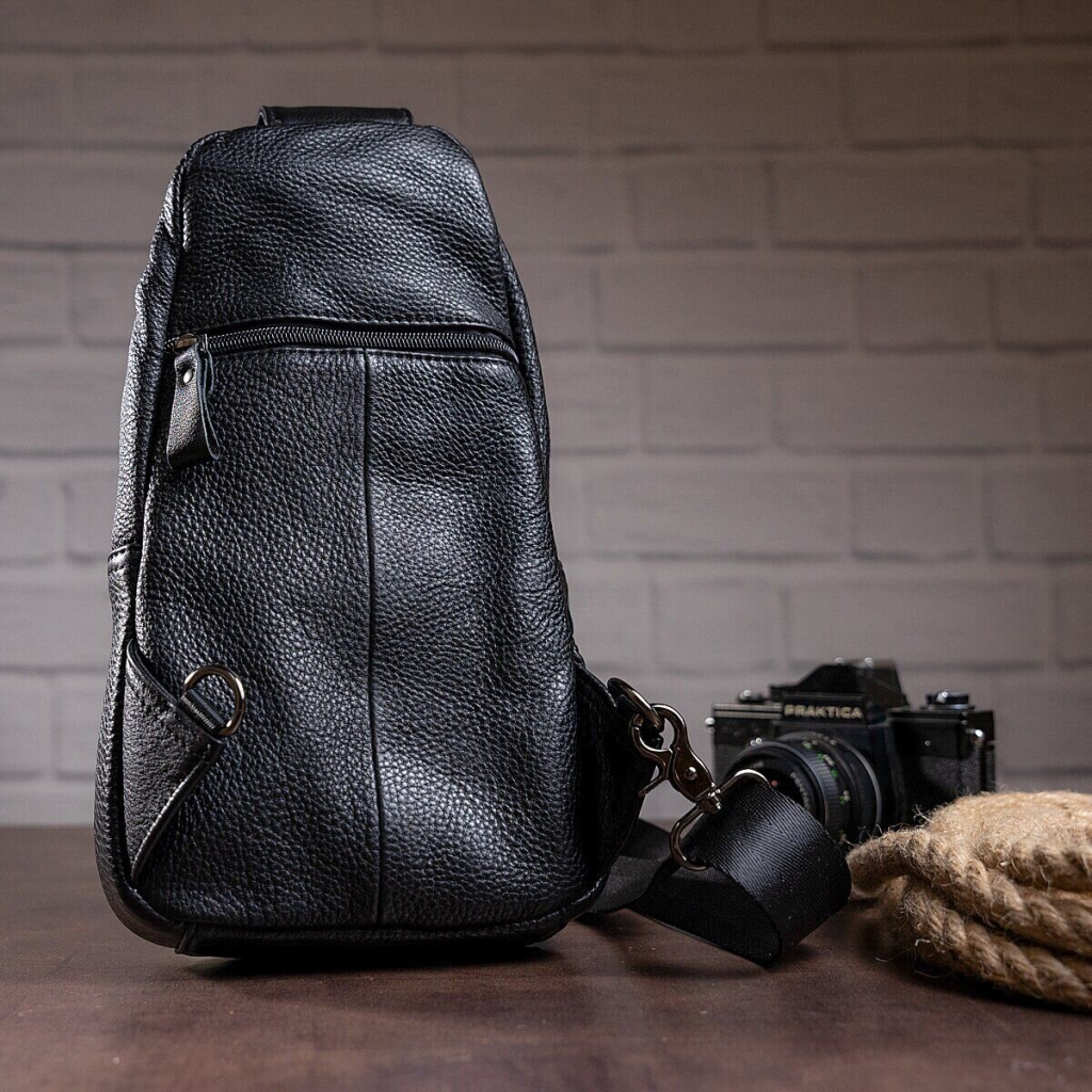 Сумка Vintage Зі шкіри через плече Чорна (14784) - зображення 6