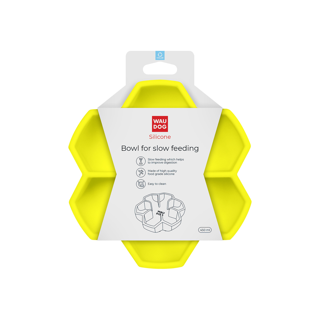 Універсальний посуд для тварин WAUDOG Silicone миска для повільного харчування 450 мл жовта (23538) - изображение 4