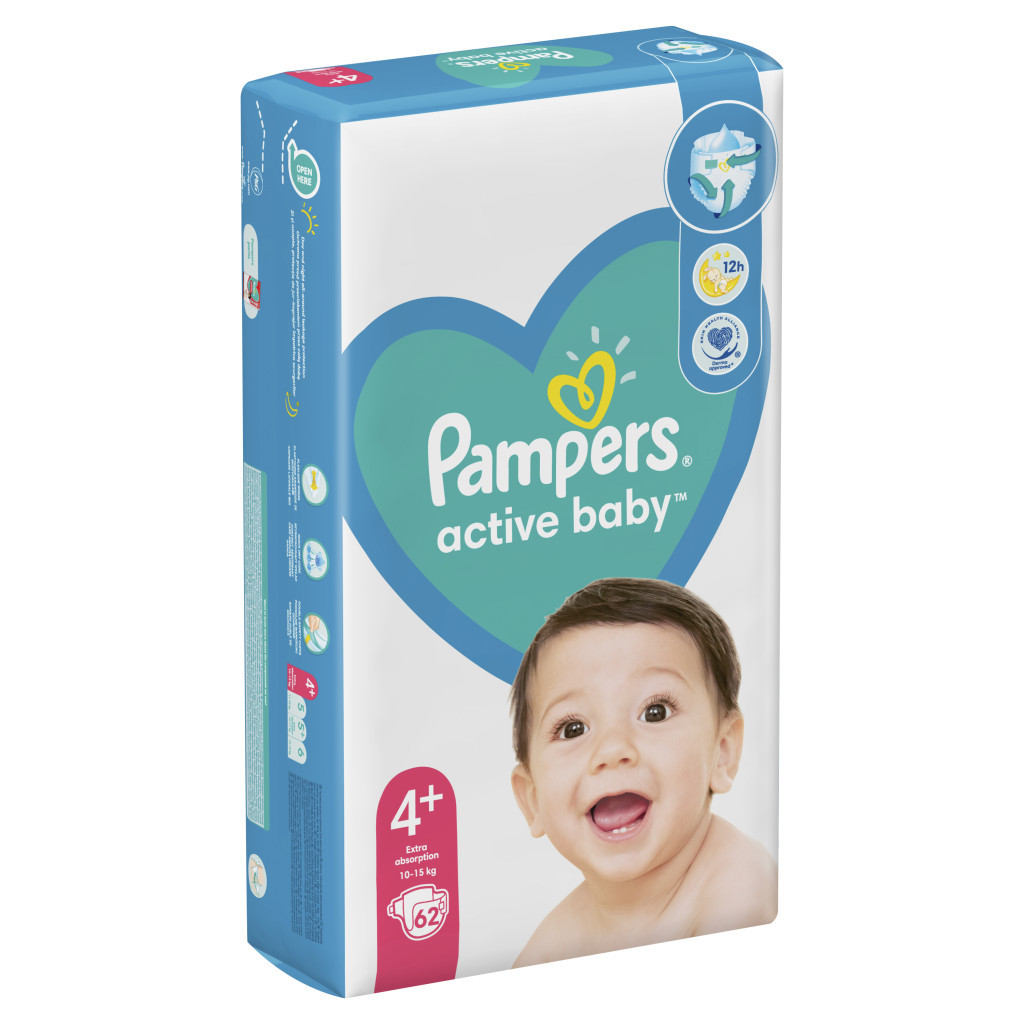Підгузки Pampers Active Baby Maxi Plus Розмір 4+ (10-15 кг) 62 шт (8001090948335) - зображення 3