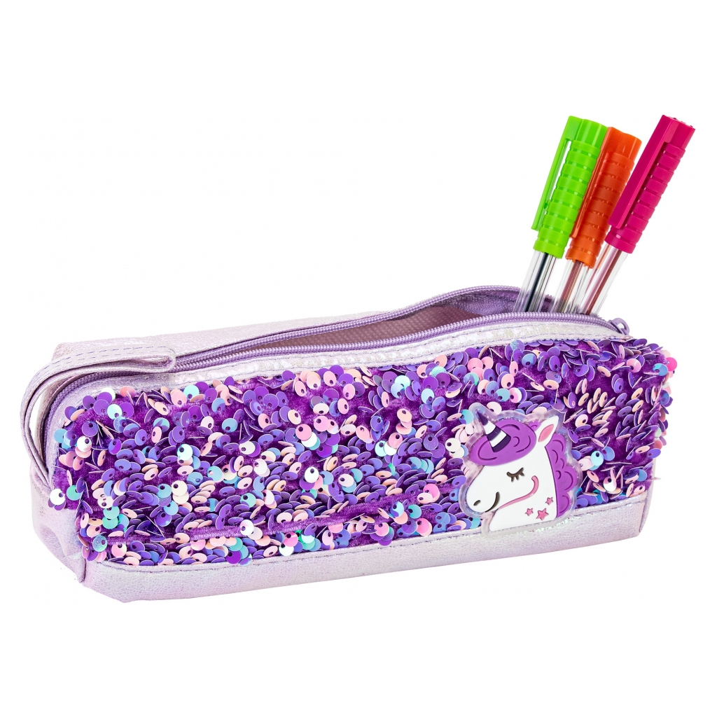 Пенал Cool For School з паєтками та ремінцем 1 відділення фіолетовий (CF87056) - зображення 2