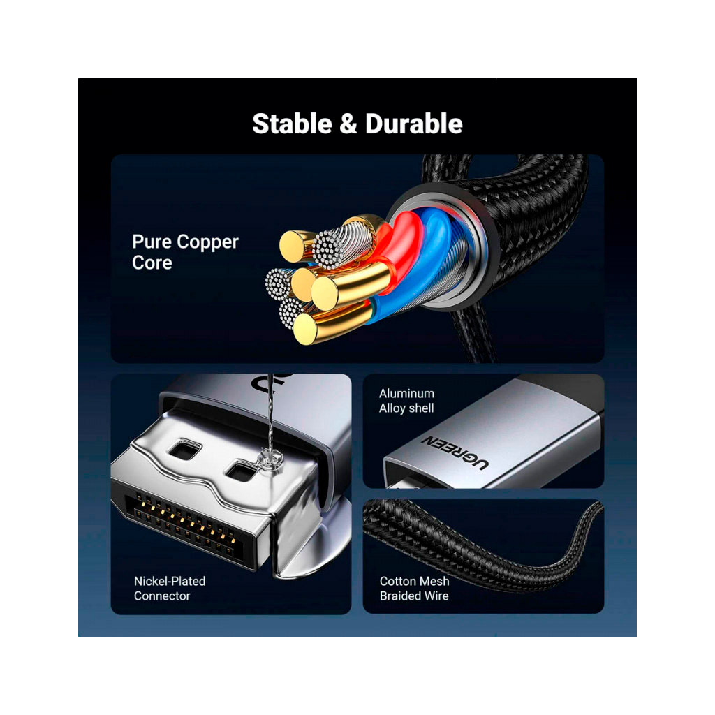 Кабель мультимедійний DisplayPort M to HDMI M 1.0m V2.0 4K60Hz DP119 black UGREEN (15773) - зображення 8