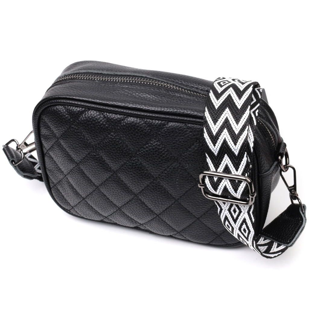 Сумка Vintage Шкіряна жіноча через плече на одне відділення Чорна (22387) - зображення 1