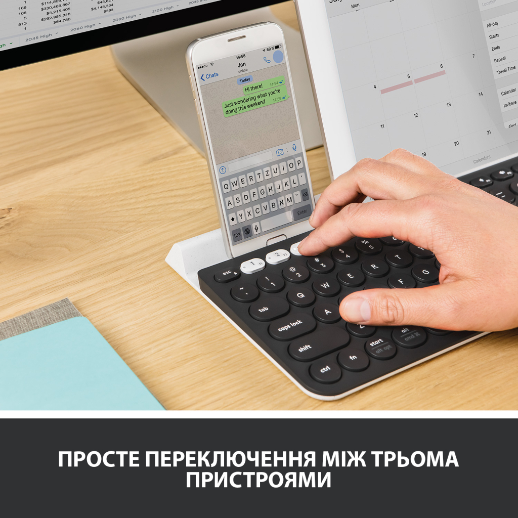 Клавіатура Logitech K780 Multi-Device Wireless UA Dark Gray (920-008042) - зображення 2