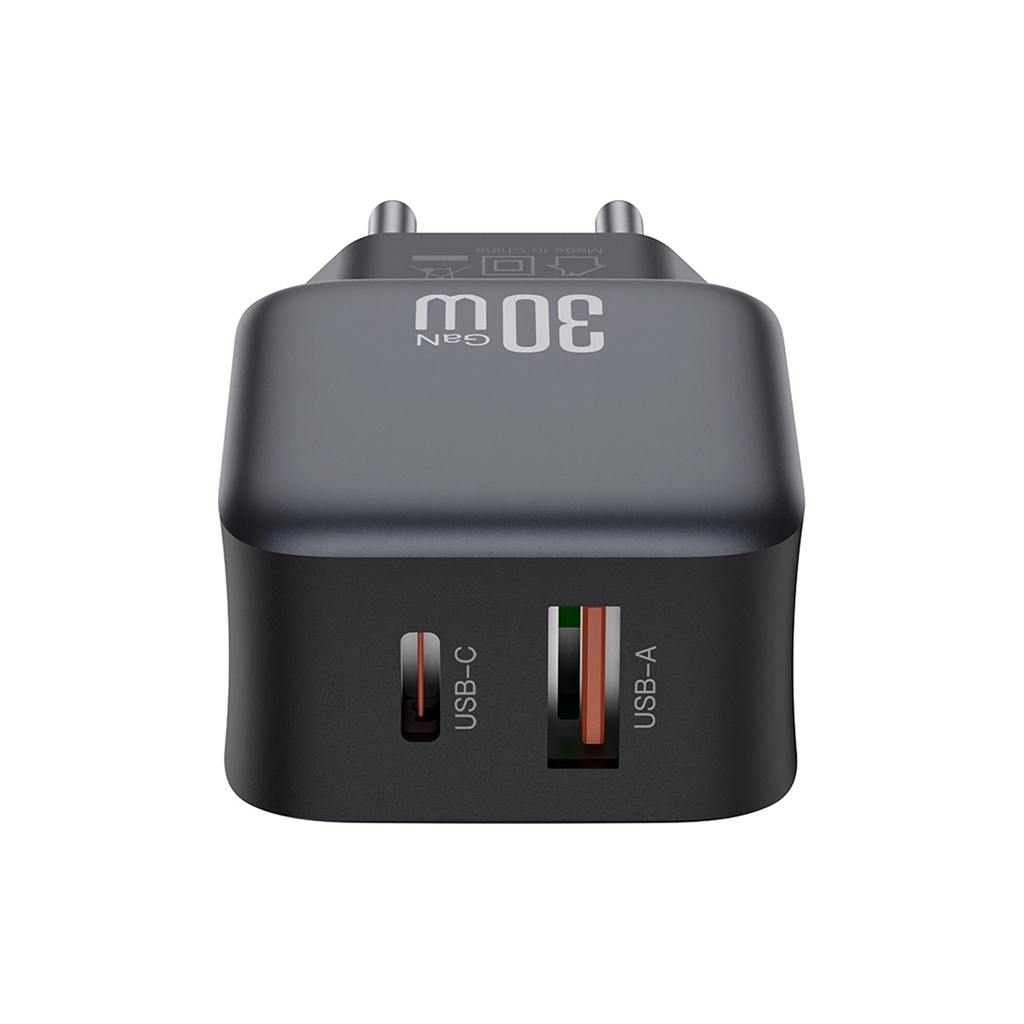 Зарядний пристрій XO L156 USB-C PD30W + USB-A QC3.0 Black (L156.black) - зображення 3