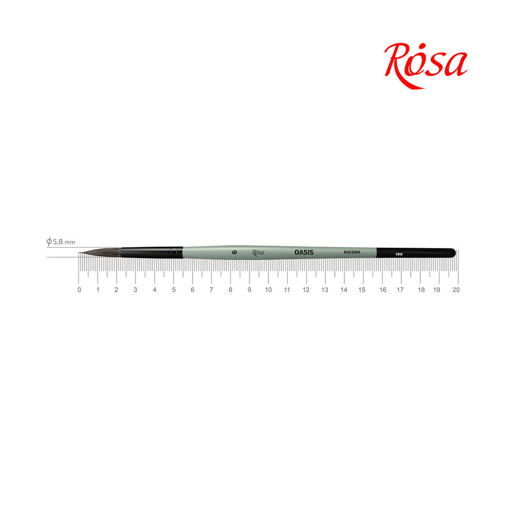 Пензлик для малювання Rosa Єнот круглий OASIS 188, № 6 (4823098516927) - зображення 1