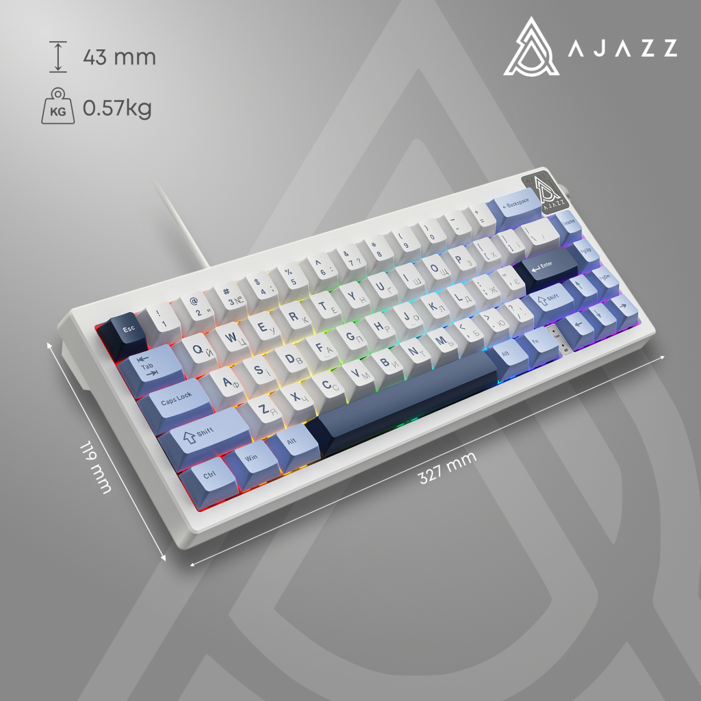 Клавіатура Ajazz AK650 Sea Salt Switch USB UA White/Blue (AK650-SS-BWB) - изображение 15