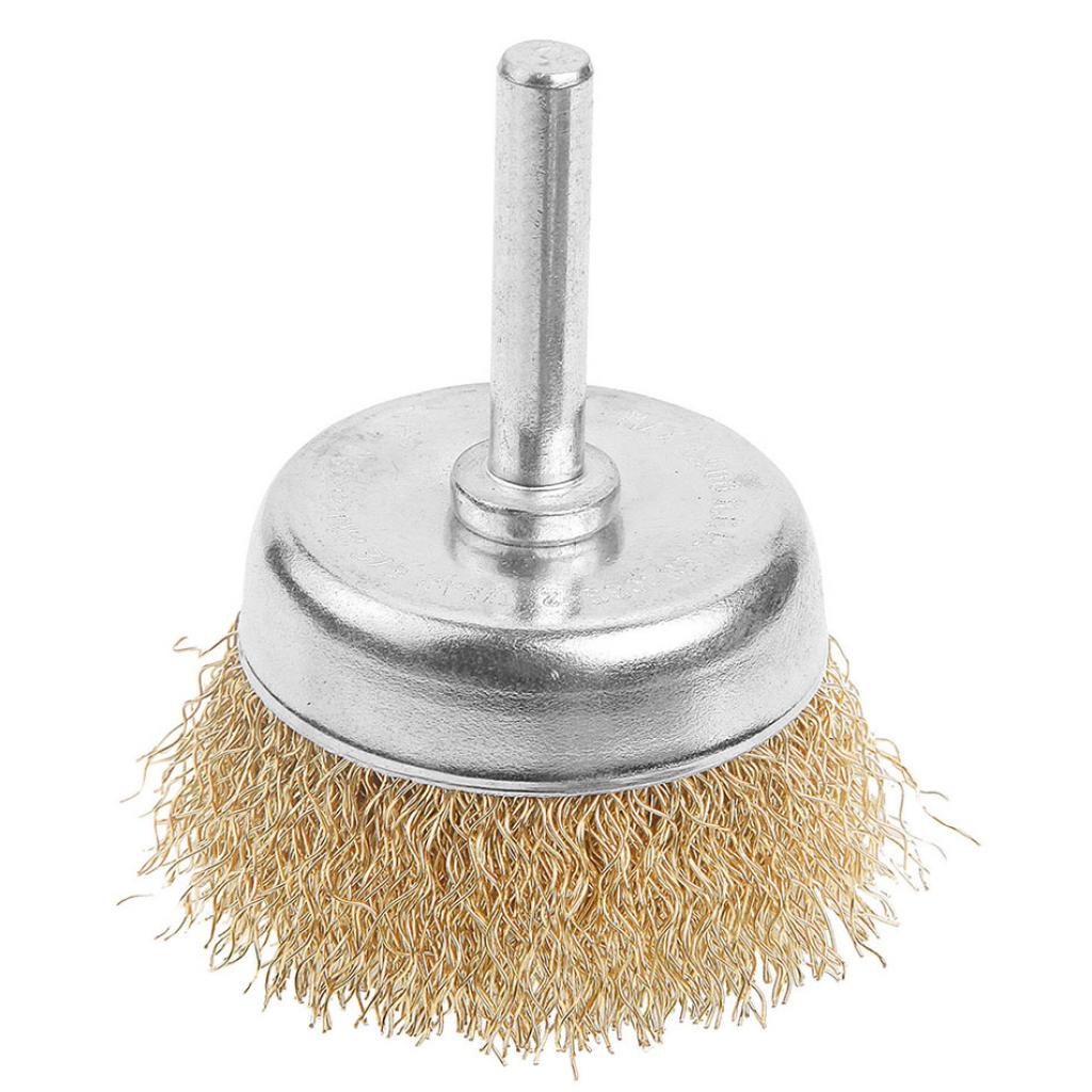 Щітка для електроінструменту Tolsen чашка 50 мм х 6.4 мм, гофрований латунований дріт 0.3 (77548) - зображення 1