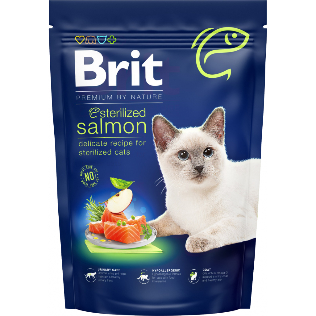 Сухий корм для кішок Brit Premium by Nature Cat Sterilized Salmon 800 г (8595602553099) - зображення 1
