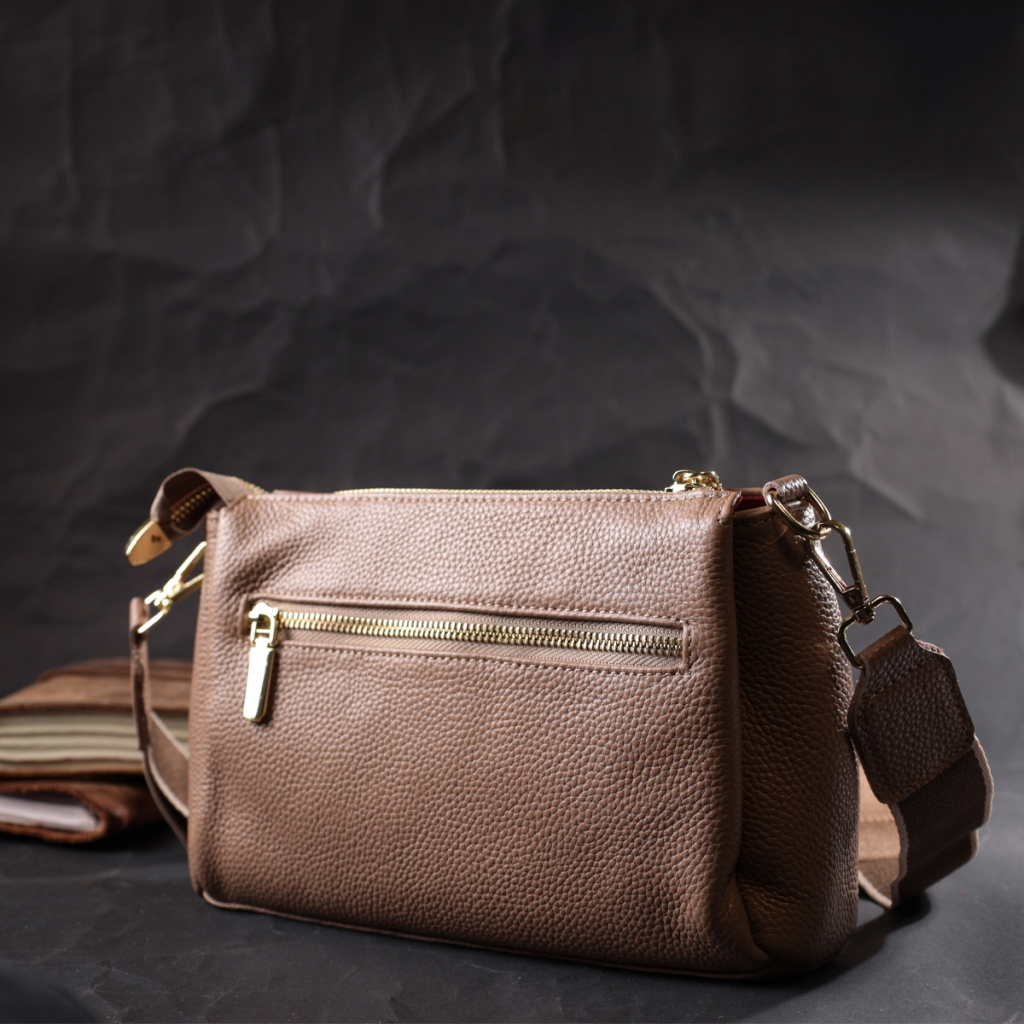 Сумка Vintage Через плече з натуральної шкіри Бежева (22289) - зображення 10