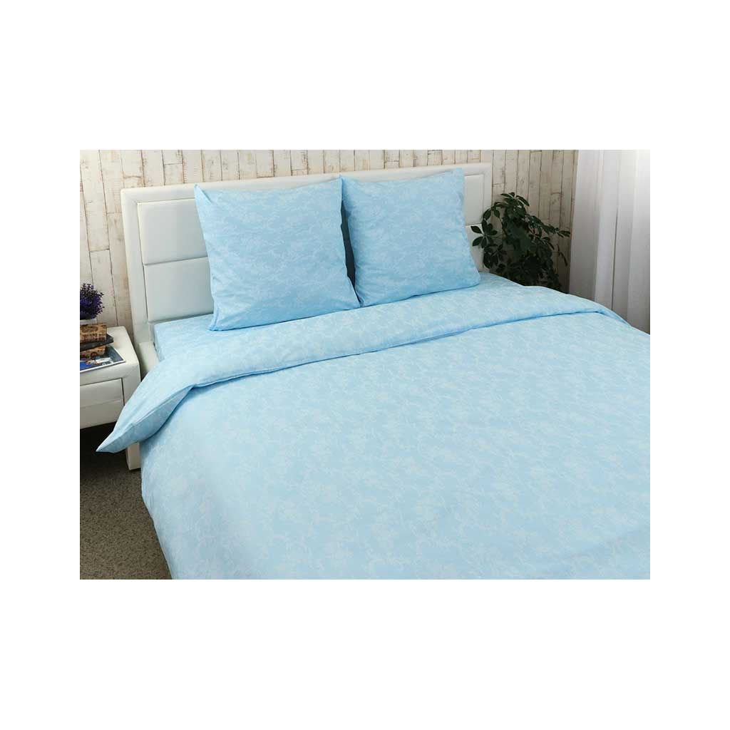 Простирадло Руно бязь Вензель блакитна 175х215 см (73.114Б_Блакитний вензель) - зображення 2