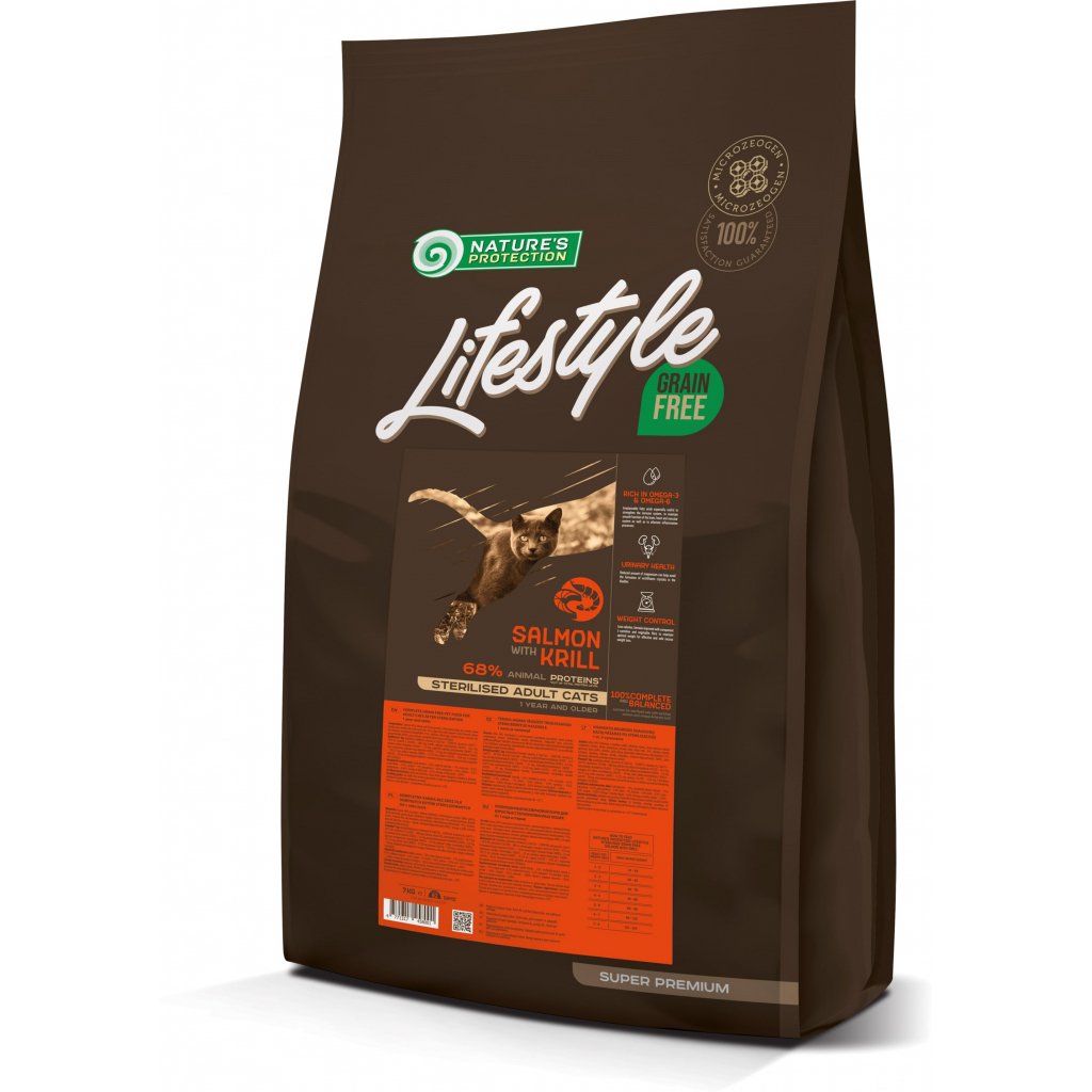 Сухий корм для кішок Nature's Protection Lifestyle Grain Free Salmon with krill Sterilised 7 кг (NPLS45800) - зображення 1