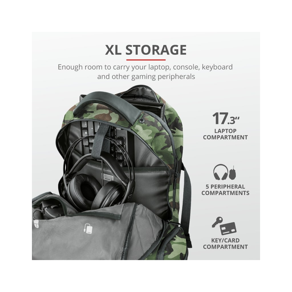 Рюкзак для ноутбука Trust 17.3" GXT 1250G Hunter Gaming, green camouflage (23868) - зображення 10
