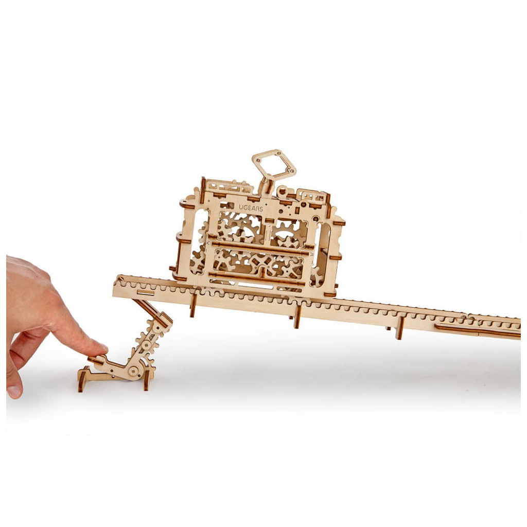 Збірна модель Ugears механічний Трамвай з рейками (70008) - зображення 7