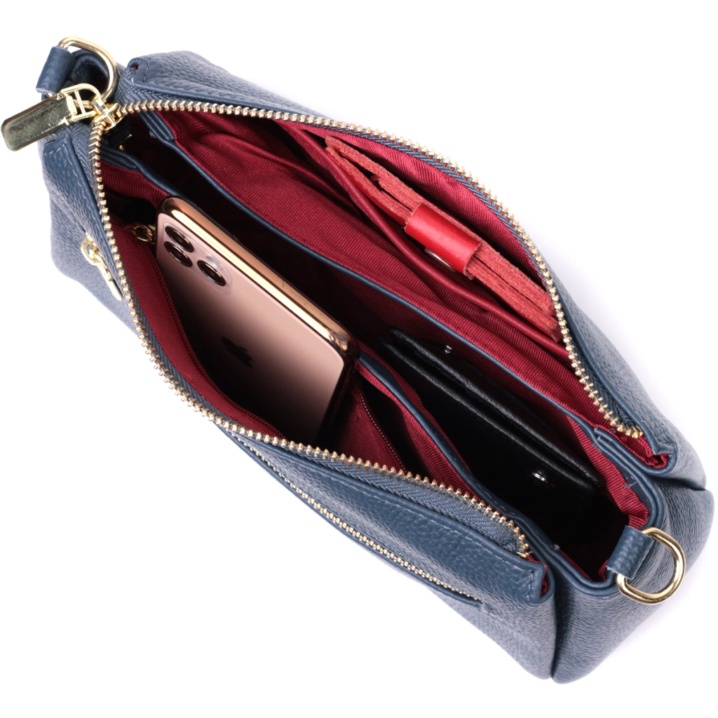 Сумка Vintage Жіноча практична через плече з натуральної шкіри Синя (22287) - зображення 5