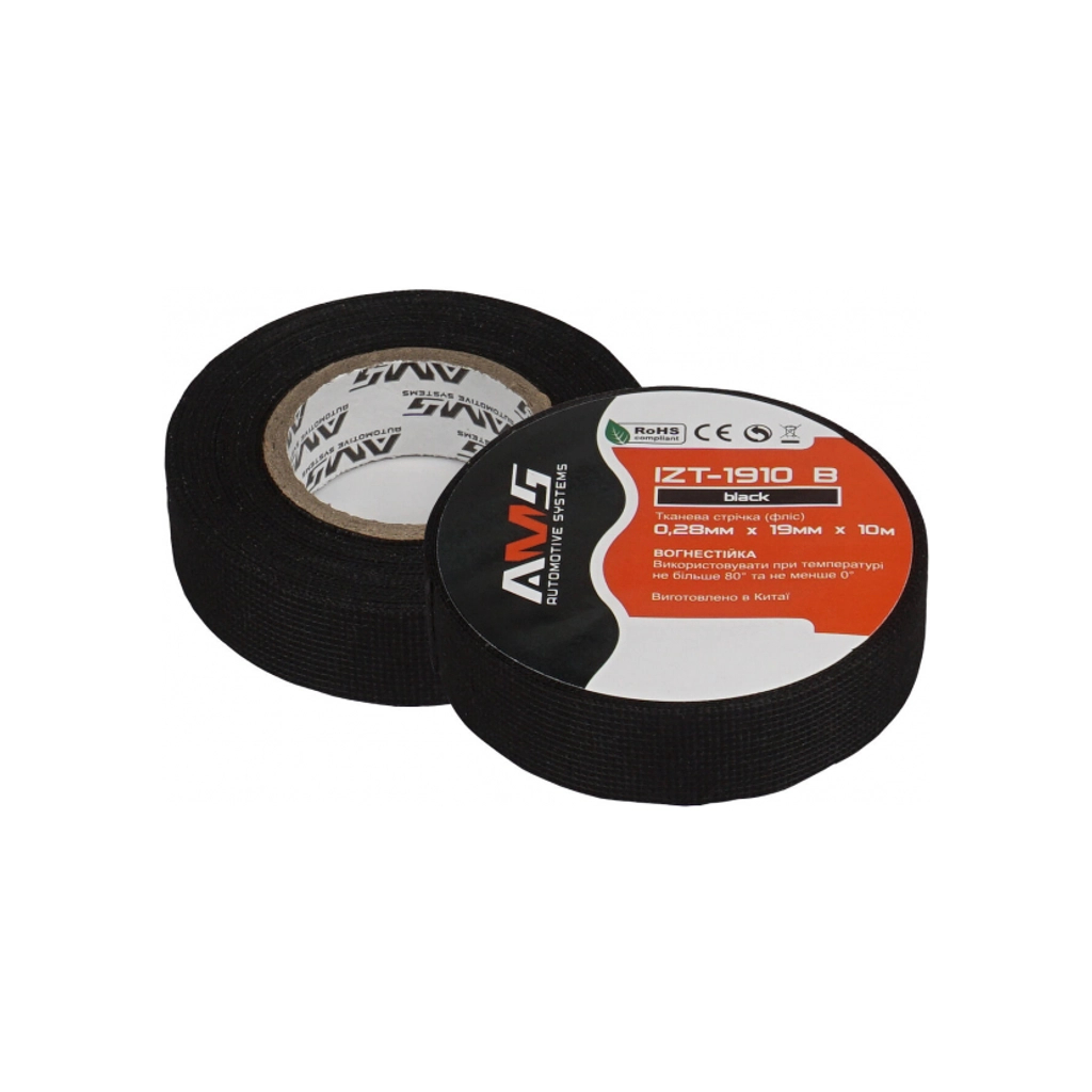 Ізоляційна стрічка AMS тканинна (лавсан) вогнетривка AMS IZT-1910 BF 0,28мм*19мм*10м (YT33293) - зображення 1