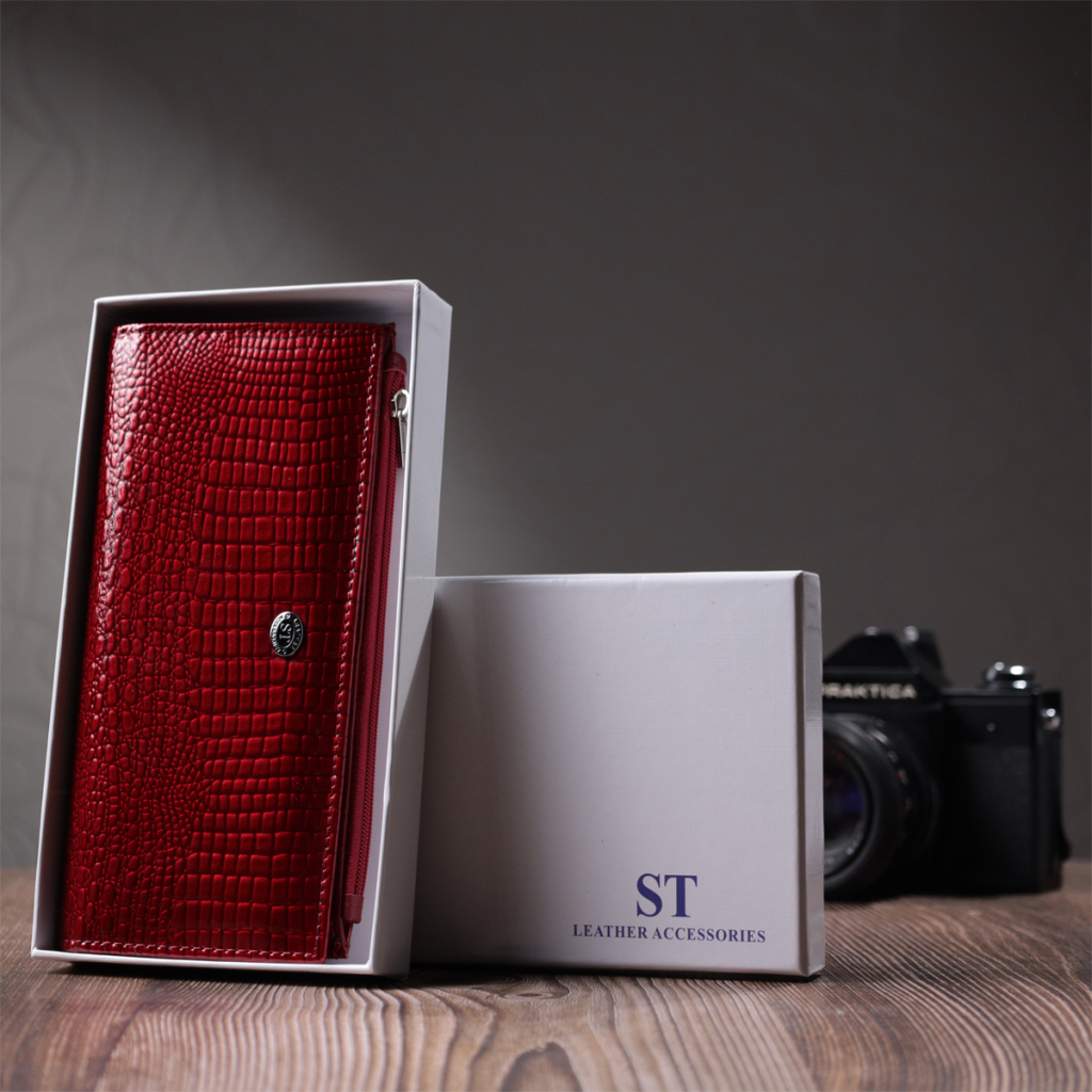 Гаманець ST Leather З натуральної шкіри Червоний (22715) - зображення 11