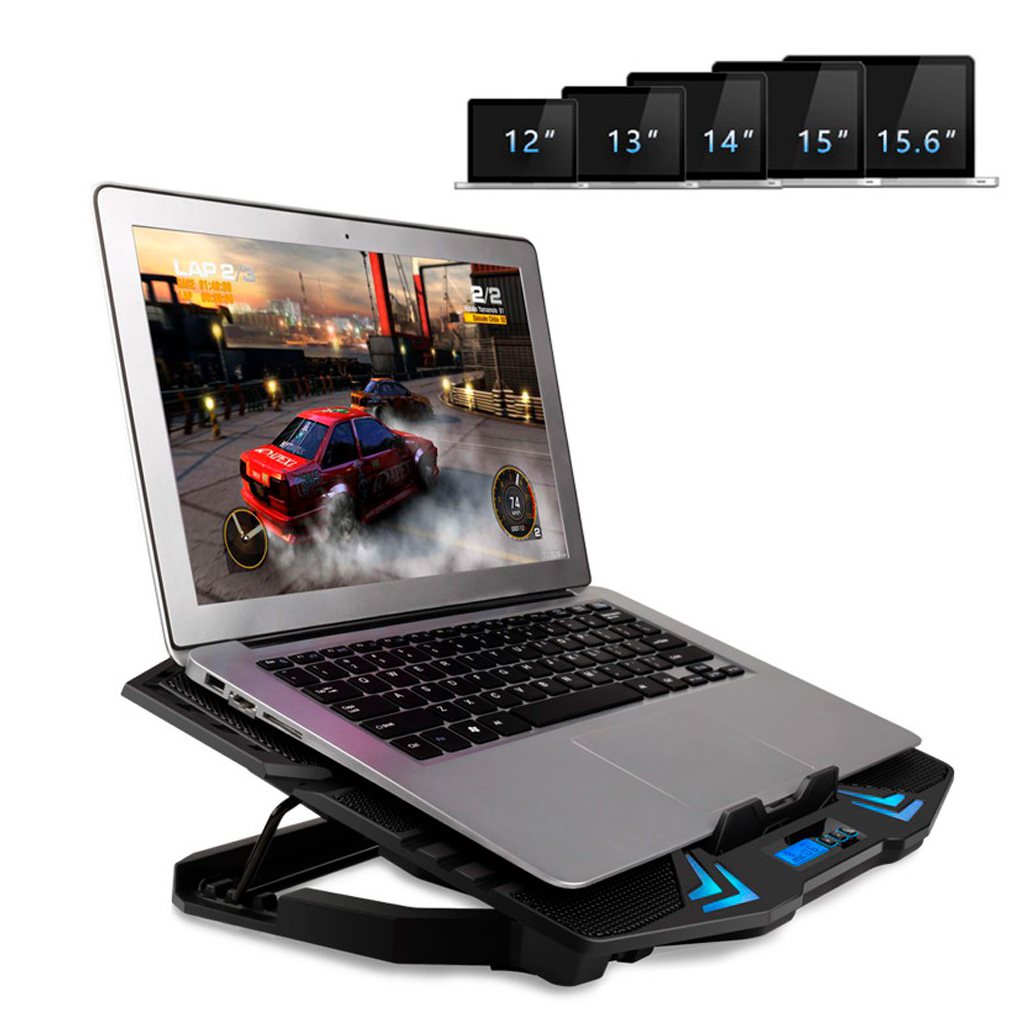 Підставка до ноутбука IceCoorel 10-15", 1*125mm 1400 RPM + 4*70mm 2500 RPM, 2*USB, 365x297x30mm, Blue (K5Bl) - зображення 6