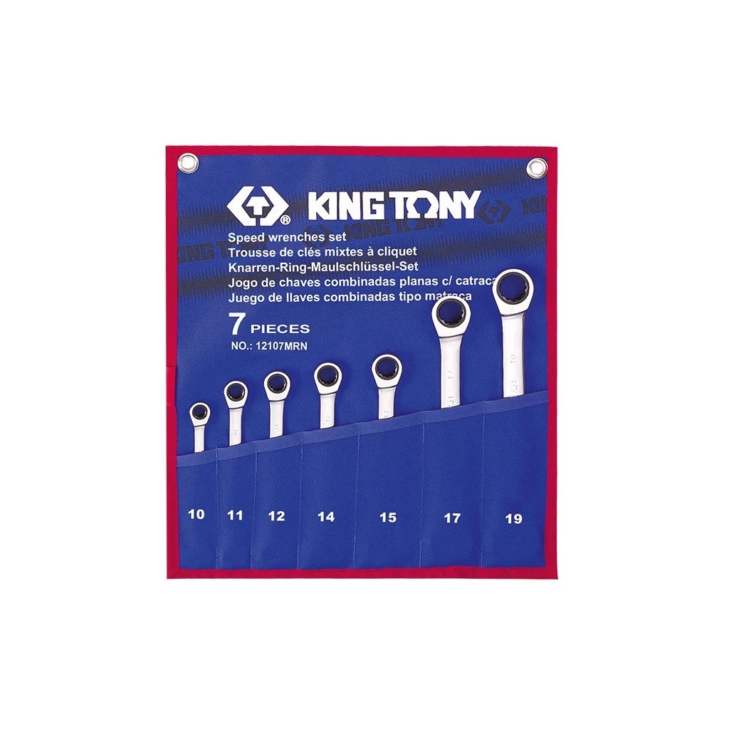 Ключ KING TONY комбінований з тріскачкою 7 шт., 10-19 мм (12107MRN) - зображення 1