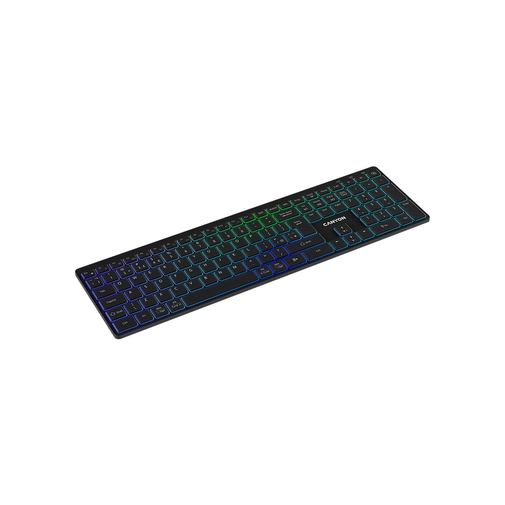 Клавіатура Canyon HKB-W11 Slim Dual Mode Wireless/Bluetooth RGB UA Black (CNS-HBTK11B) - зображення 4
