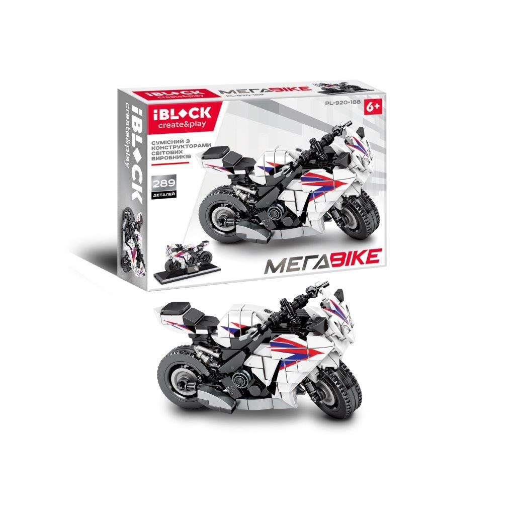 Конструктор iBlock Мега Bike Спортивний мотоцикл білий (PL-920-188) - зображення 1