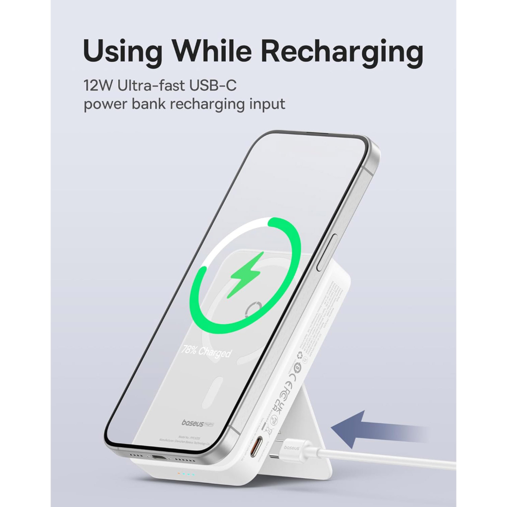 Батарея універсальна Baseus MagPro 5000mAh 20W, White (PPCXZ05) (P10064100222-00) - зображення 5