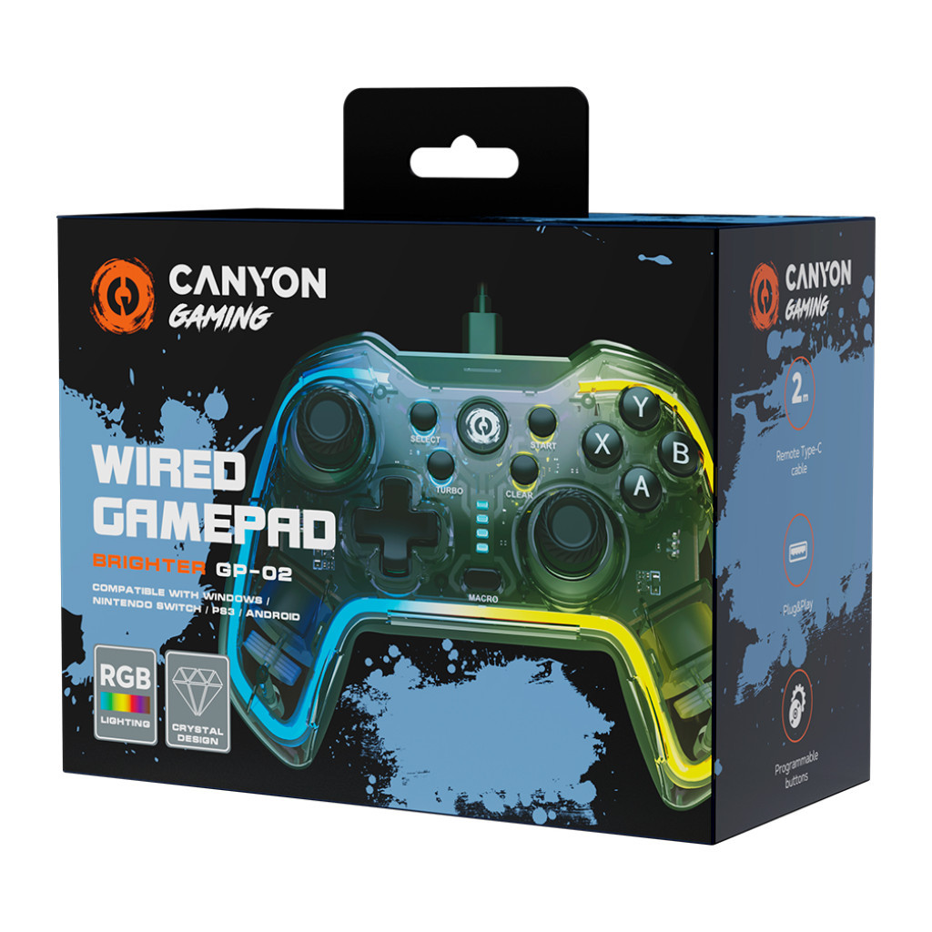 Геймпад Canyon Brighter GP-02 Wired RGB 4in1 PS3/Android BOX-TV/Nintendo Crystal (CND-GP02) - зображення 2