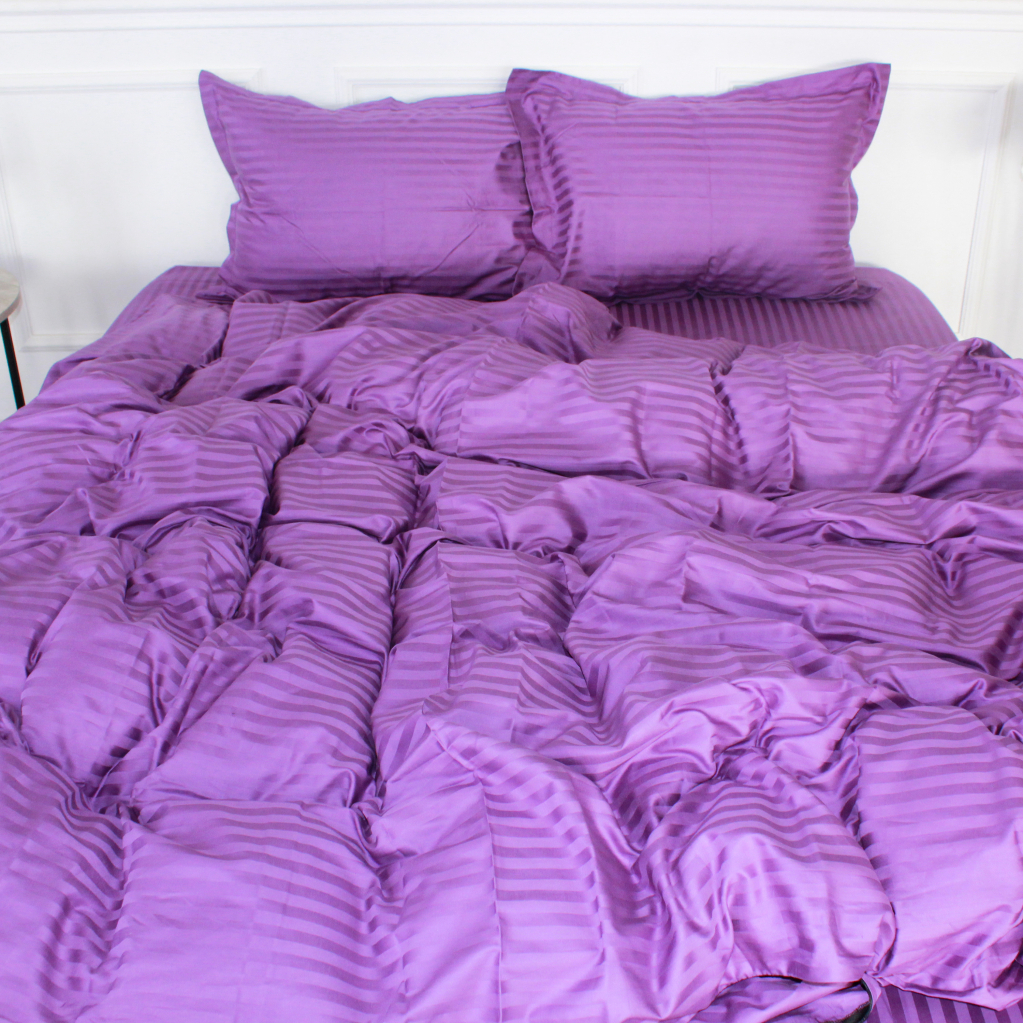 Постільна білизна MirSon Satin Stripe 30-0009 Purple 220х240 King Size (2200005250730) - зображення 1