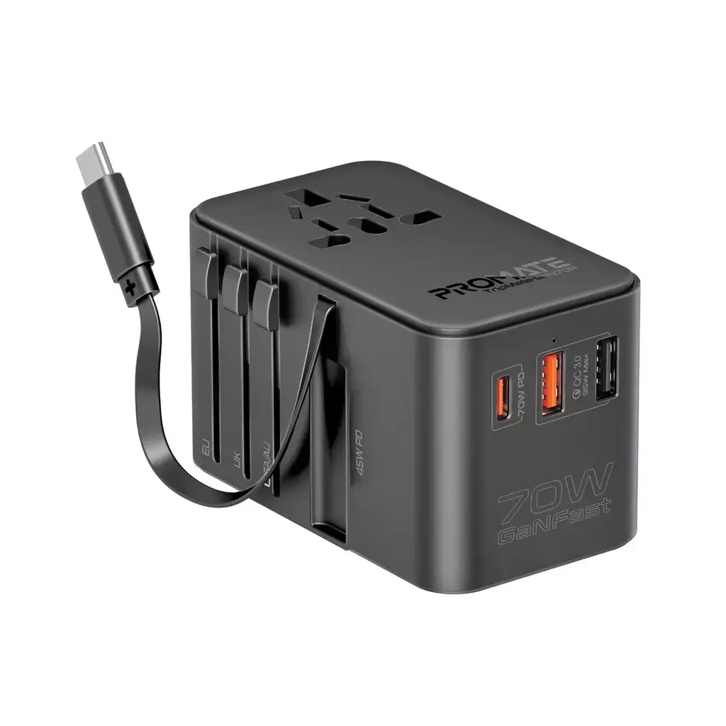 Зарядний пристрій Promate tripmate-gan70r - изображение 1