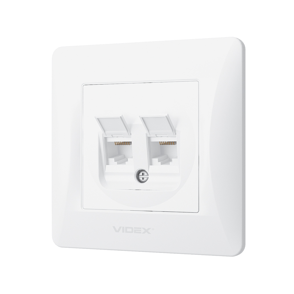Комп'ютерна розетка Videx BINERA CAT6+CAT6 (VF-BNSK2PC6-W) - изображение 2