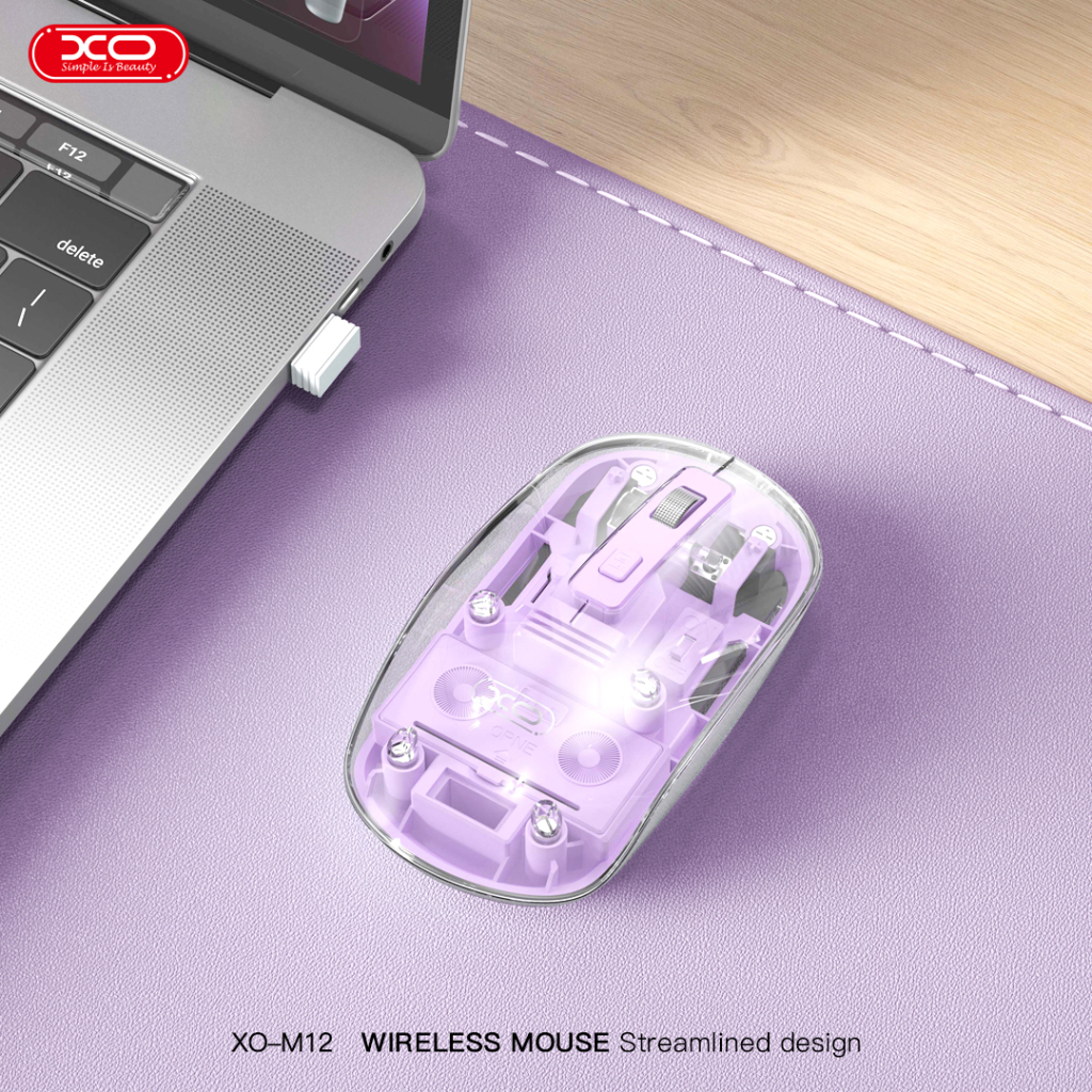 Мишка XO M12 Wireless Transparent/Pink (M12 Purple) - зображення 6