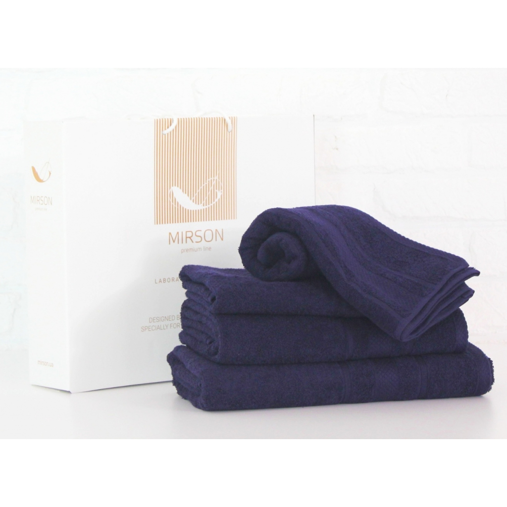 Рушник MirSon набір банних 5073 Elite SoftNess Darkblue 40х70, 50х90, 70х140 (2200003975659) - зображення 1