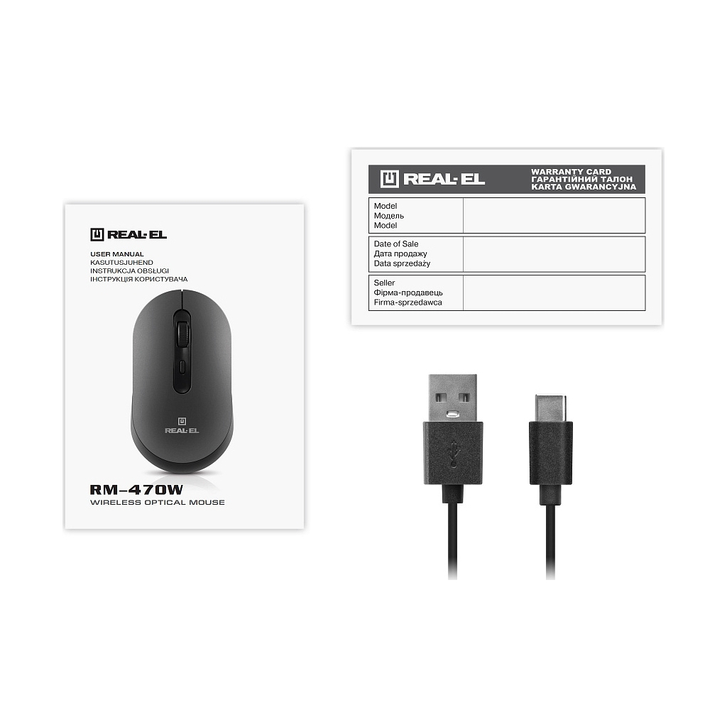 Мишка REAL-EL RM-470W Wireless/Bluetooth Dark Gray (EL123200049) - зображення 11