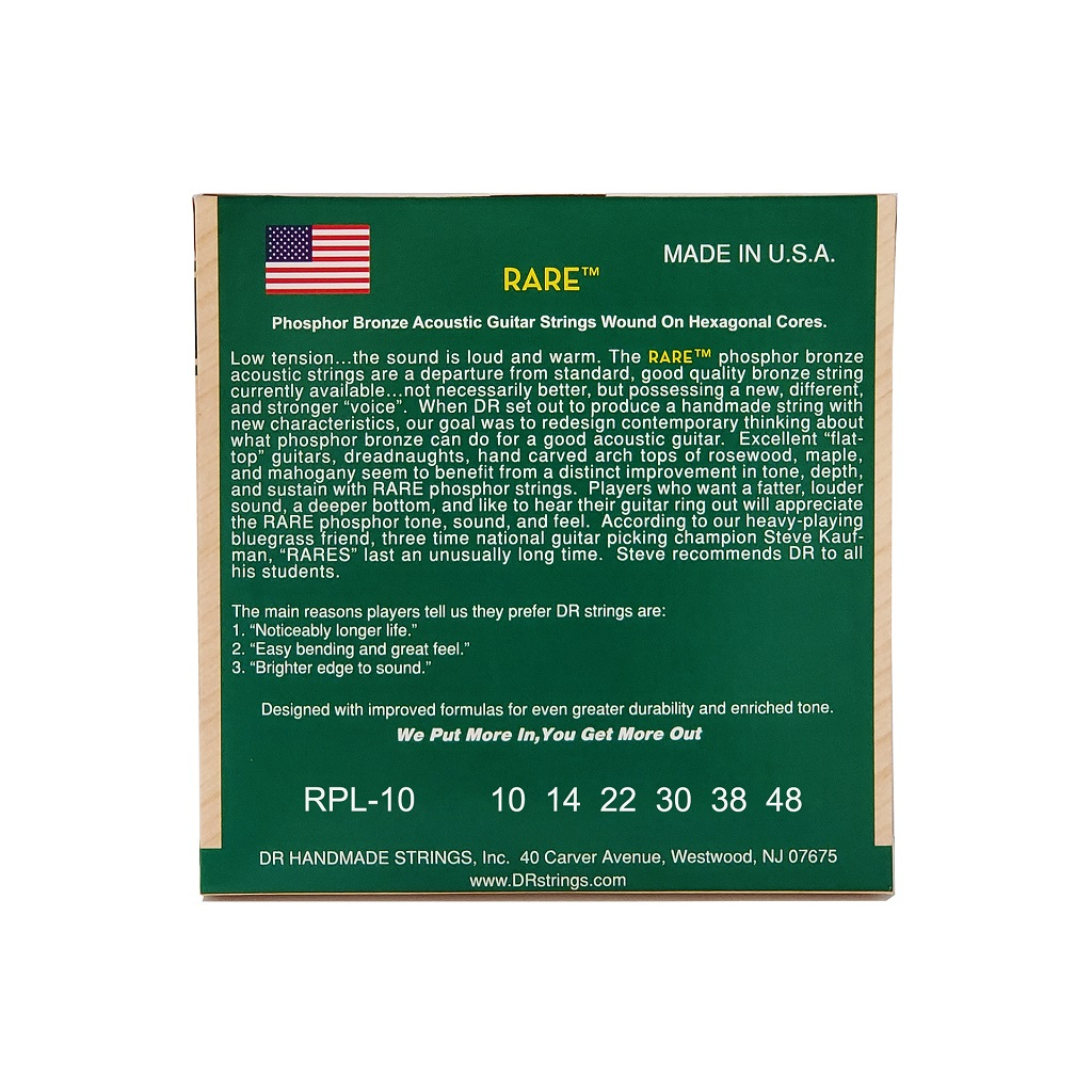 Струни для гітари DR Strings RARE Acoustic Phosphor Bronze - Extra Light (10-48) (RPL-10) - зображення 3