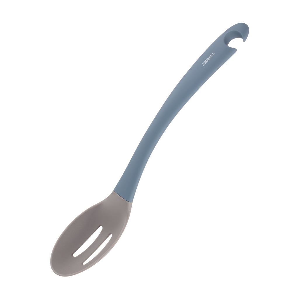 Ложка кухарська Ardesto Gemini з прорізами 34.2 см сіро-синій (AR2180B) - зображення 1