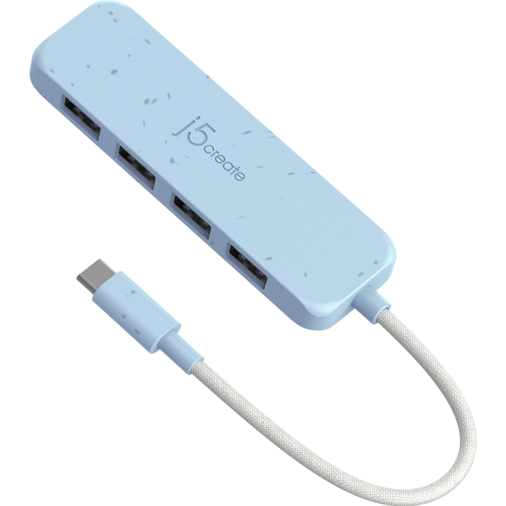Концентратор J5create USB-C to 4xUSB-A 3.2 10Gbps cyan (JCH341EC-N) - зображення 3