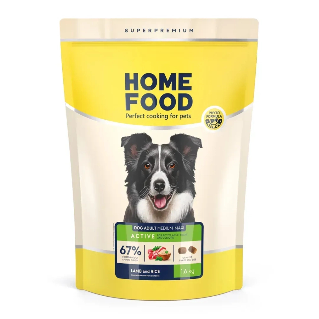 Сухий корм для собак Home Food ADULT MEDIUM/MAXI For active adult and junior dogs з ягням та рисом 1.6 кг (4820235020446) - зображення 1