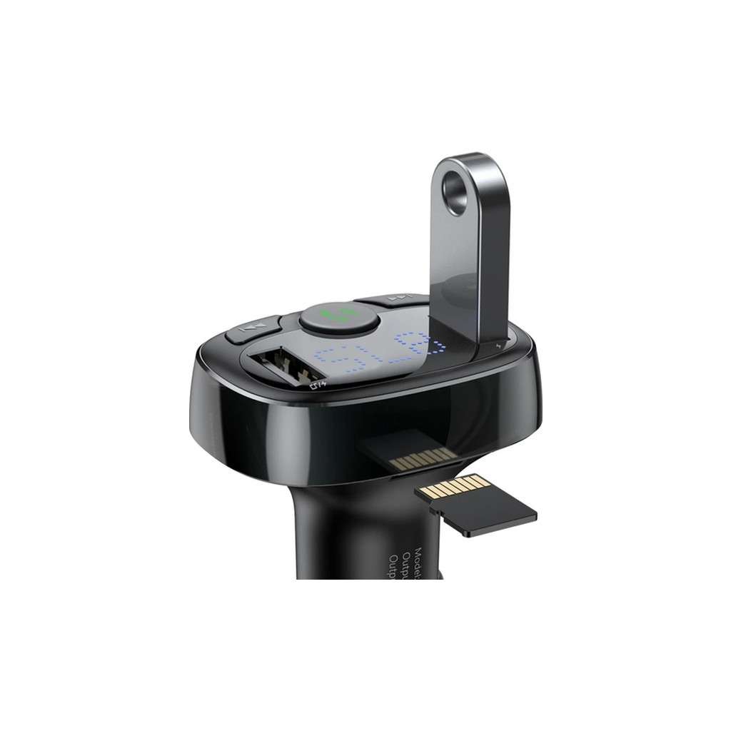 FM модулятор Baseus T Shaped S-09A 2 х USB Type-A, microSD Black (CCMT000001) - зображення 6