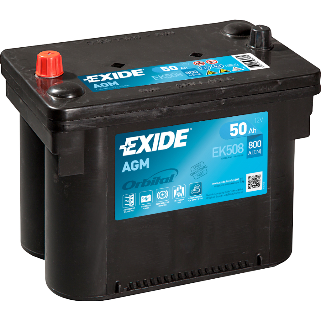 Акумулятор автомобільний EXIDE START-STOP AGM 50Ah клеми по центру (800EN) (EK508) - зображення 1