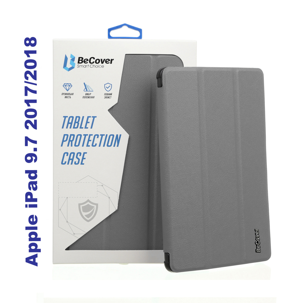 Чохол до планшета BeCover Tri Fold Soft TPU Silicone Apple iPad 9.7 2017/2018 A1822/A1823/A1893/A1954 Gray (706879) - зображення 1