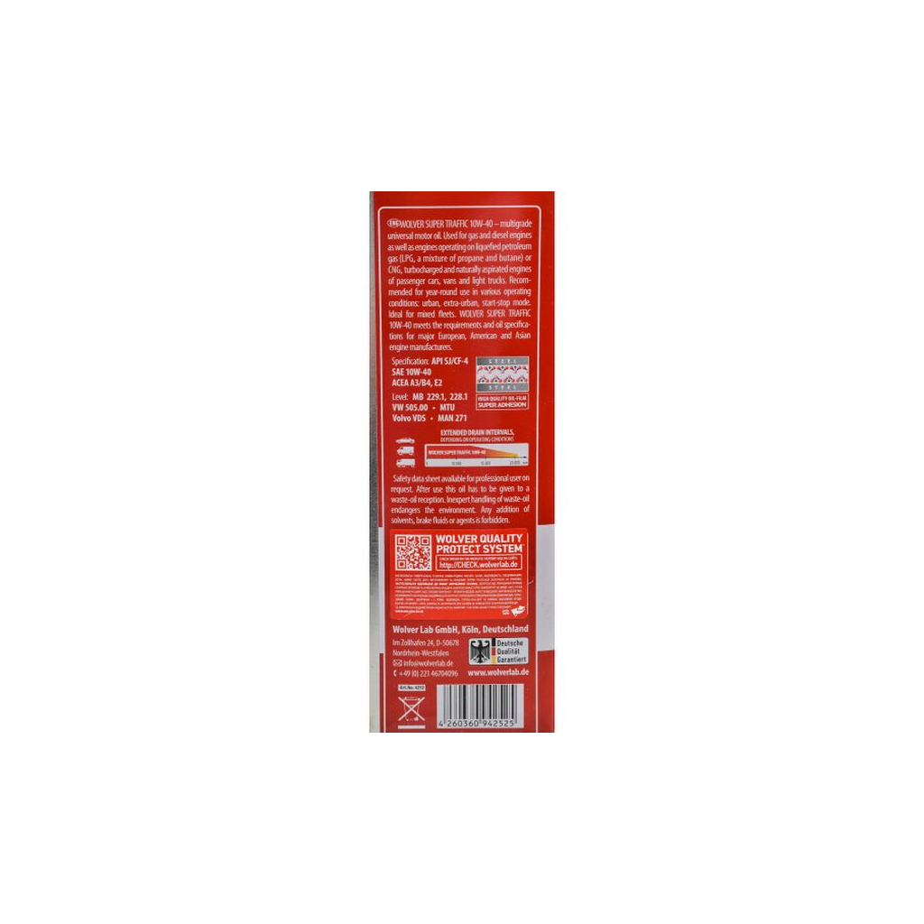 Моторна олива Wolver Super Traffic 10W-40 4л (4260360942525) - изображение 4