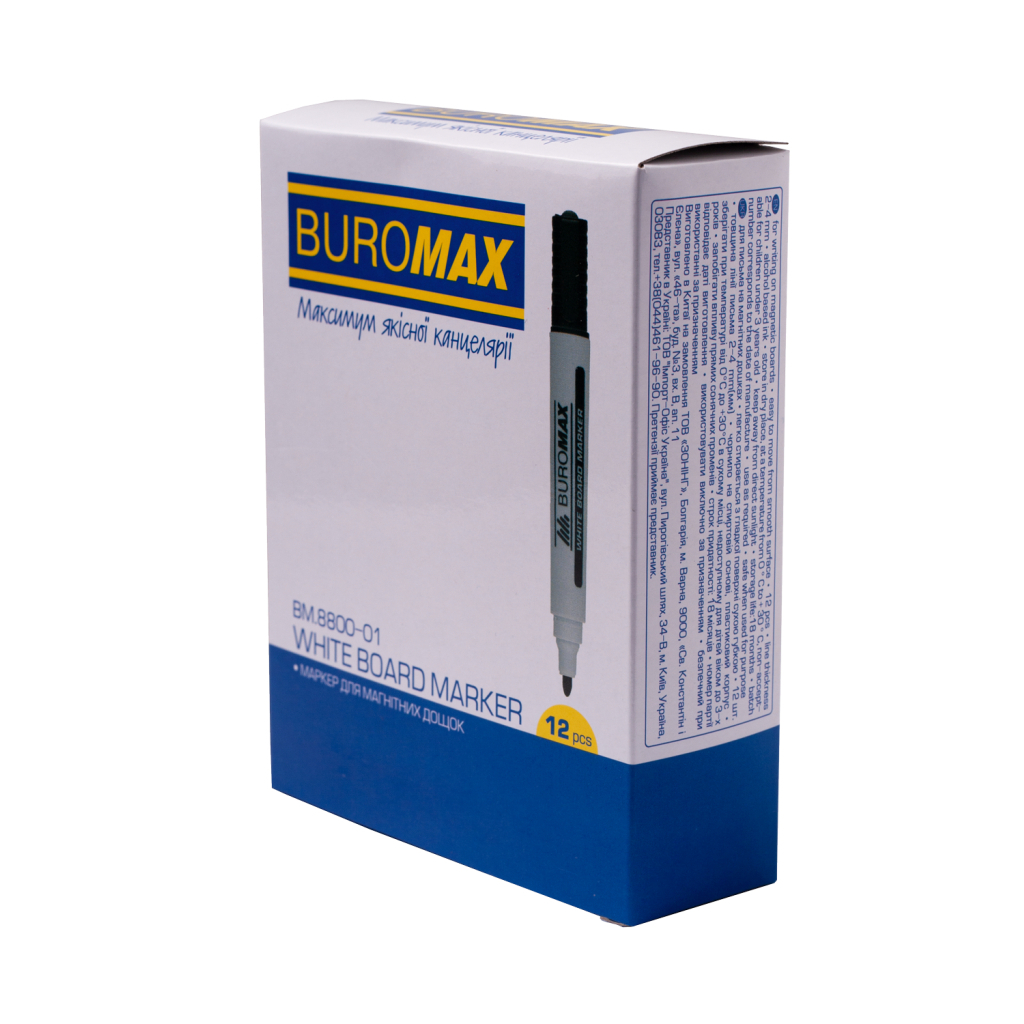 Маркер Buromax для магнітних дошок, чорний, 2-4 мм, спиртова основа (BM.8800-01) - зображення 3