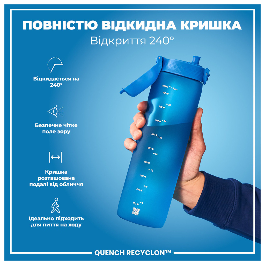 Пляшка для води ION8 OneTouch 1000 мл BPA Free, Blue (I8RF1000BLU) - зображення 3