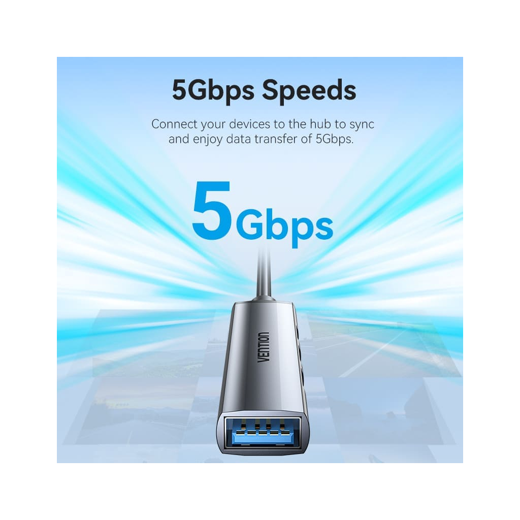 Концентратор VENTION USB 3.0 to 1xUSB 3.0 + 3xUSB 2.0 0.15m gray (CKOHB) - зображення 8