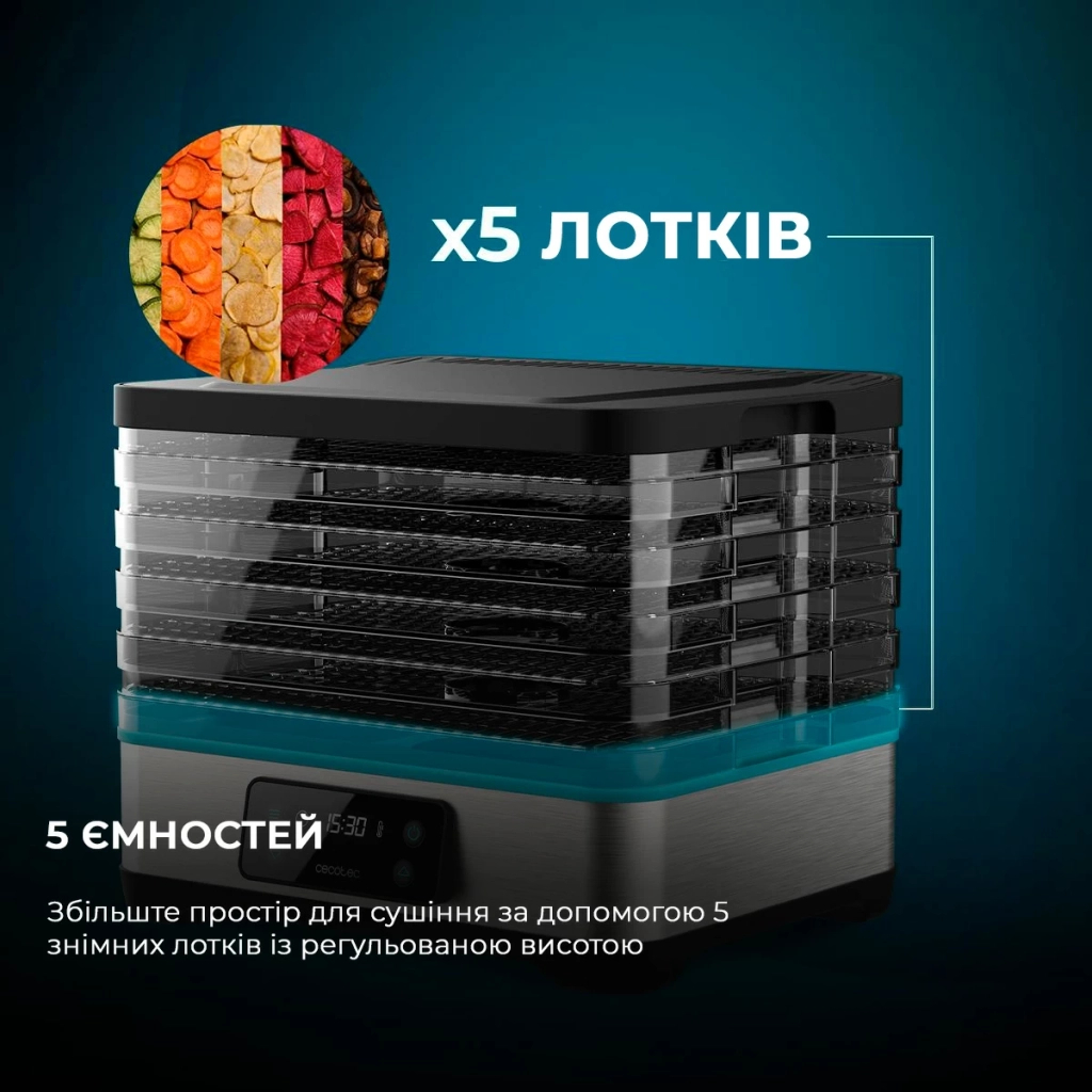 Сушка для овочів та фруктів Cecotec VitaDry Pro (CCTC-04949) - зображення 5