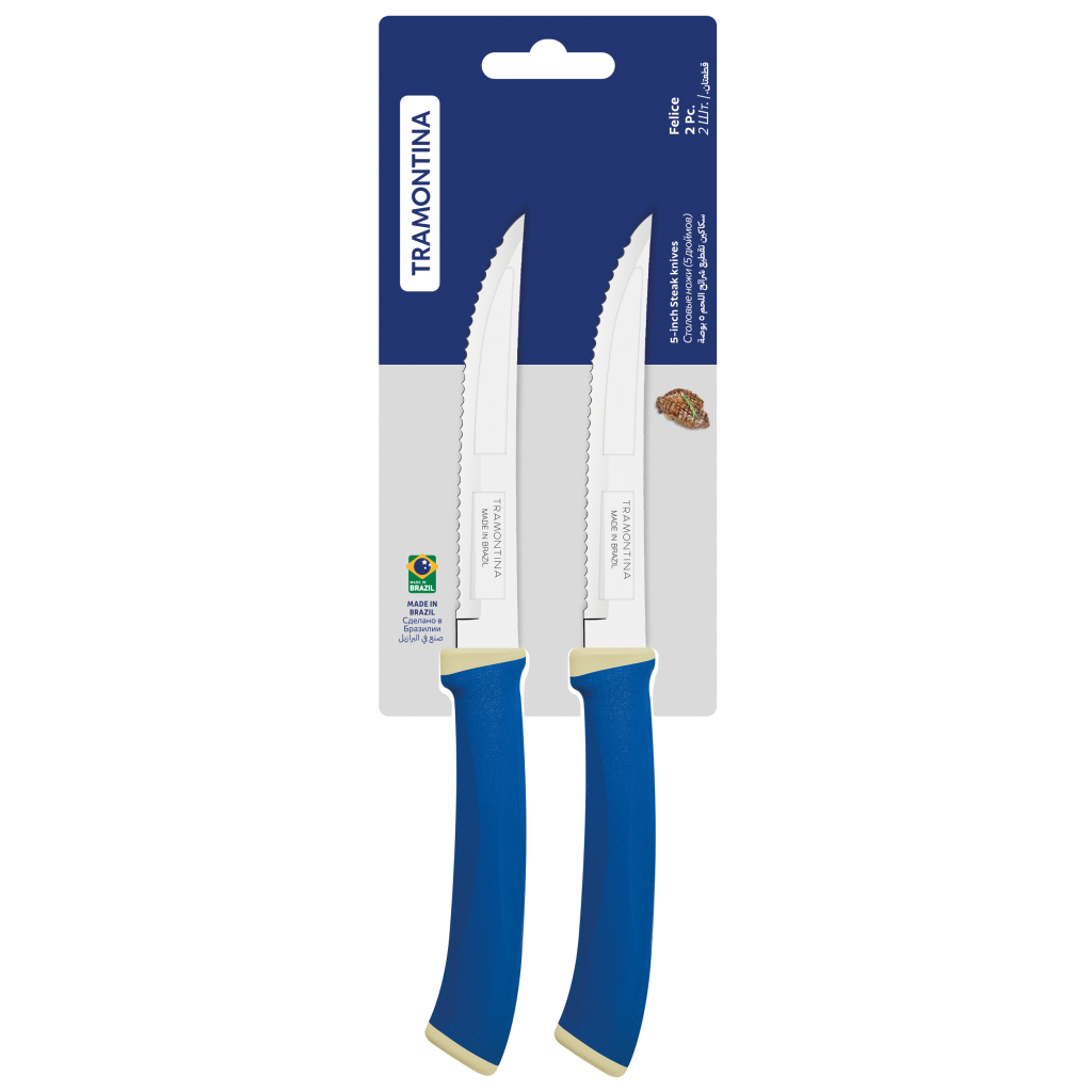Набір ножів Tramontina Felice Blue Steak Serrate 127 мм 2 шт (23492/215) - зображення 4