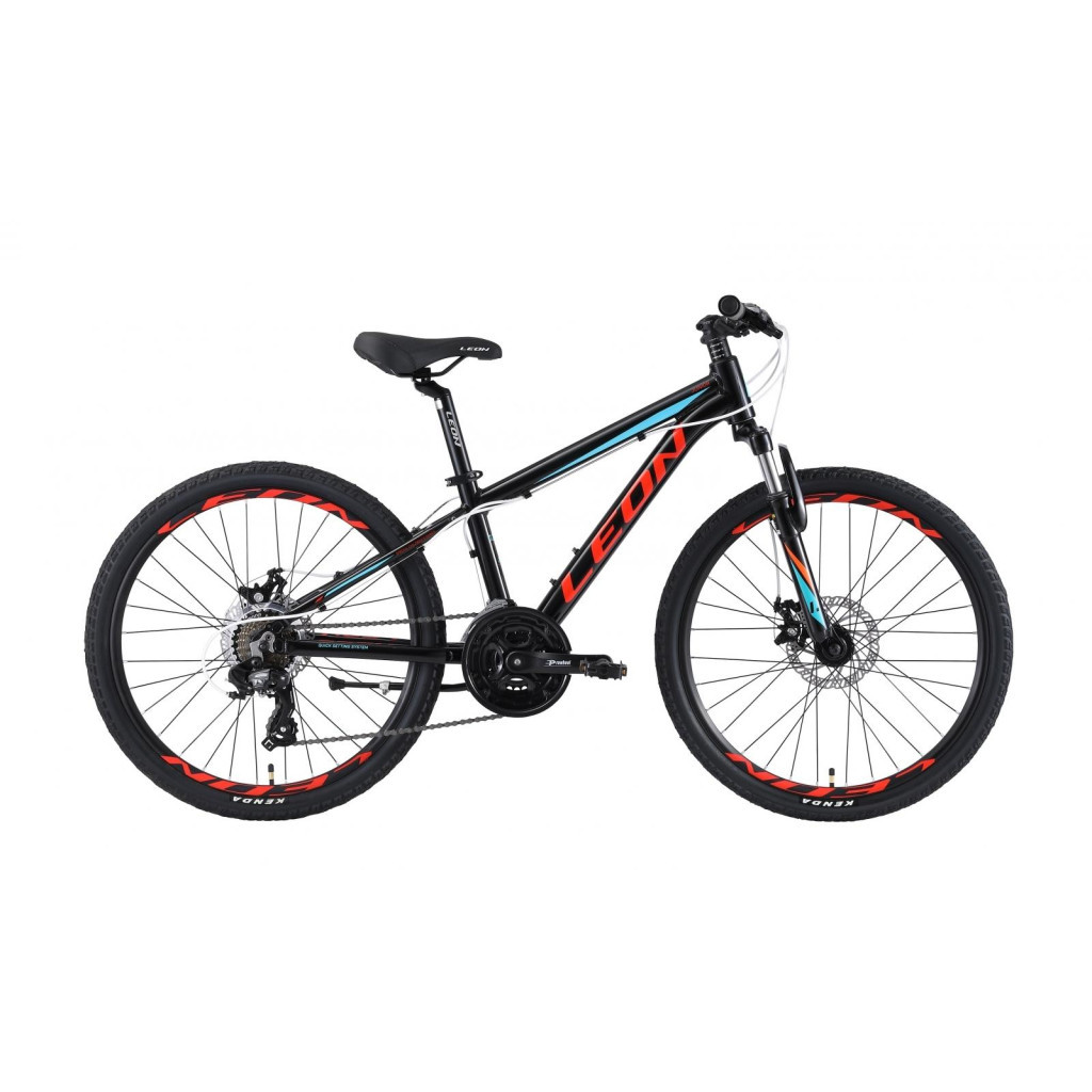 Велосипед Leon 26" SUPER JUNIOR AM DD рама-13" 2019 чорно-червоний з синім (OPS-LN-26-041) - зображення 1